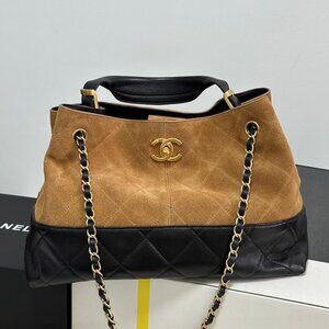 Brown Suede & Black Lambskin Hobo – Timeless Parisian-Inspired Style